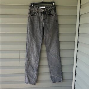 Zara mid rise gray wash straight leg jeans size 0
